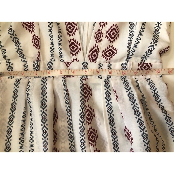 American Threads White & Maroon Aztec Long Cape Romper Size Small - Picture 3 of 13